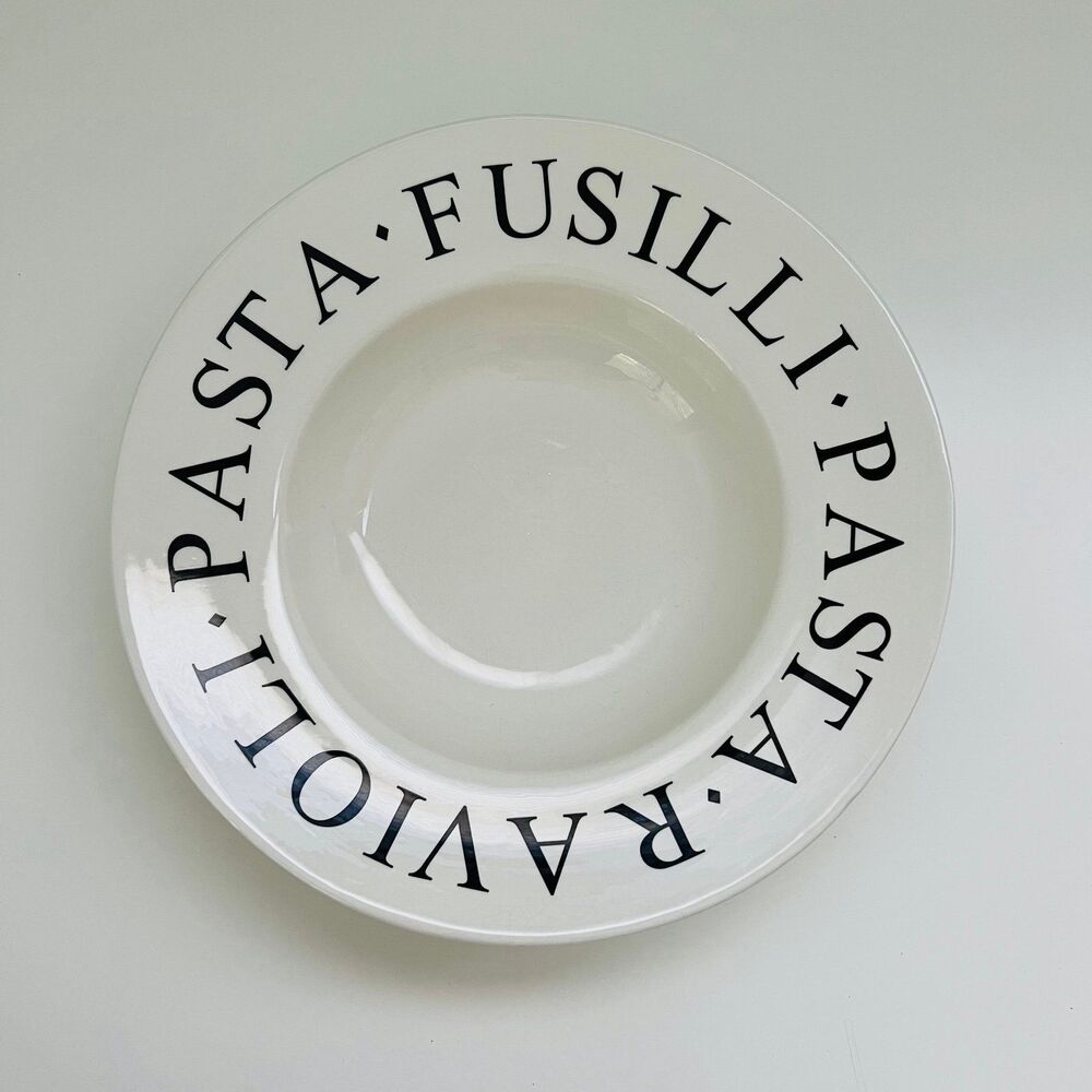 OVER AND BACK Stoneware FUSILLI, PASTA, & RAVIOLI Text Around Rim Pasta Bowl